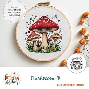 PDF Pattern hand embroidery design: Mushroom 9a (fungi mycelium nature fungus spore mycology flora cottage core download printable guide)