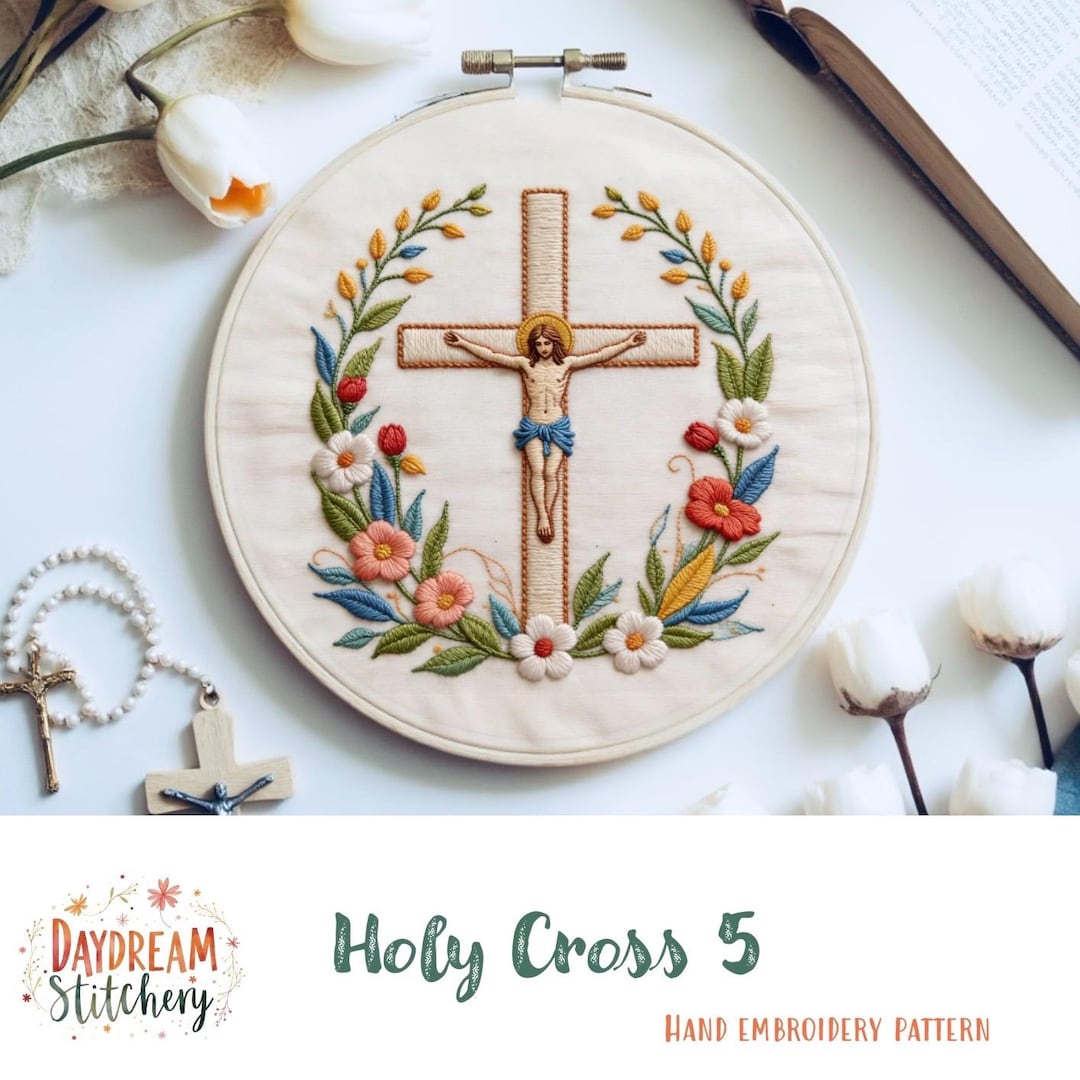 Holy Pattern Link Ink Hand Embroidery Pattern: Holy Cross 5 (PDF Christ Jesus Saviour God ...