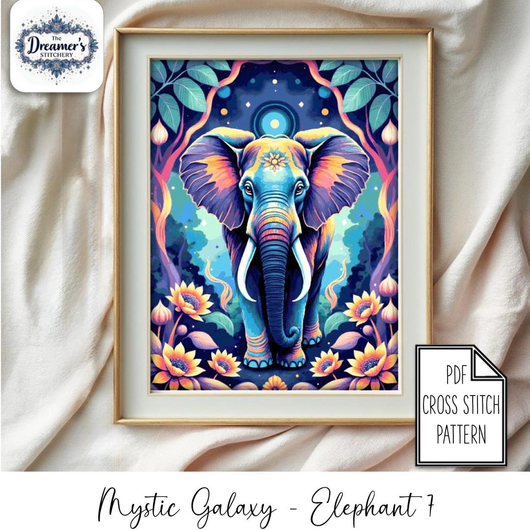 PDF Cross Stitch Pattern: Mystic Galaxy Elephant 7 (file Download Chart ...