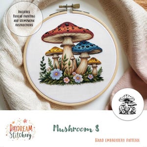 PDF Pattern hand embroidery design: Mushroom 8a (fungi mycelium nature fungus spore mycology flora cottage core  download printable guide)