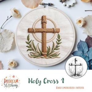 PDF Pattern hand embroidery design: Holy Cross 1 (Christ Jesus Saviour God Spirit Holy Trinity Calvary Easter Crucifix resurrection Download