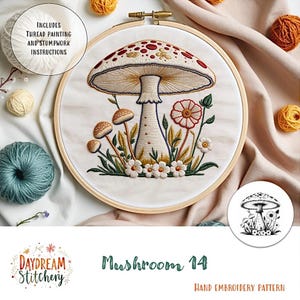 PDF Pattern hand embroidery design: Mushroom 14 (fungi mycelium nature fungus spore mycology flora cottage core  download printable guide)