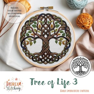 PDF Pattern hand embroidery design: Tree of Life 3 (Art knowledge Sacred Celtic Wicca Witchcraft Nature spiritual Modern woodland Botanical)