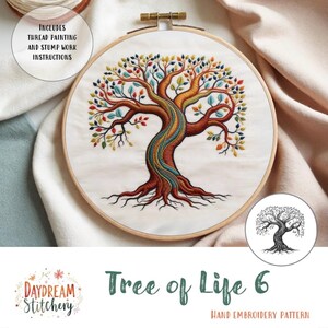 PDF Pattern hand embroidery design: Tree of Life 6 (Art knowledge Sacred Celtic Wicca Witchcraft Nature spiritual Modern woodland Botanical)
