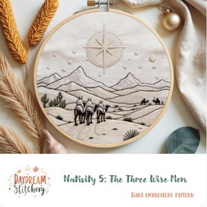 PDF Pattern hand embroidery design: Nativity 5 (Art Christ Jesus Wise Men Mary Joseph Gabriel God Bible Christmas Christian Modern Download)