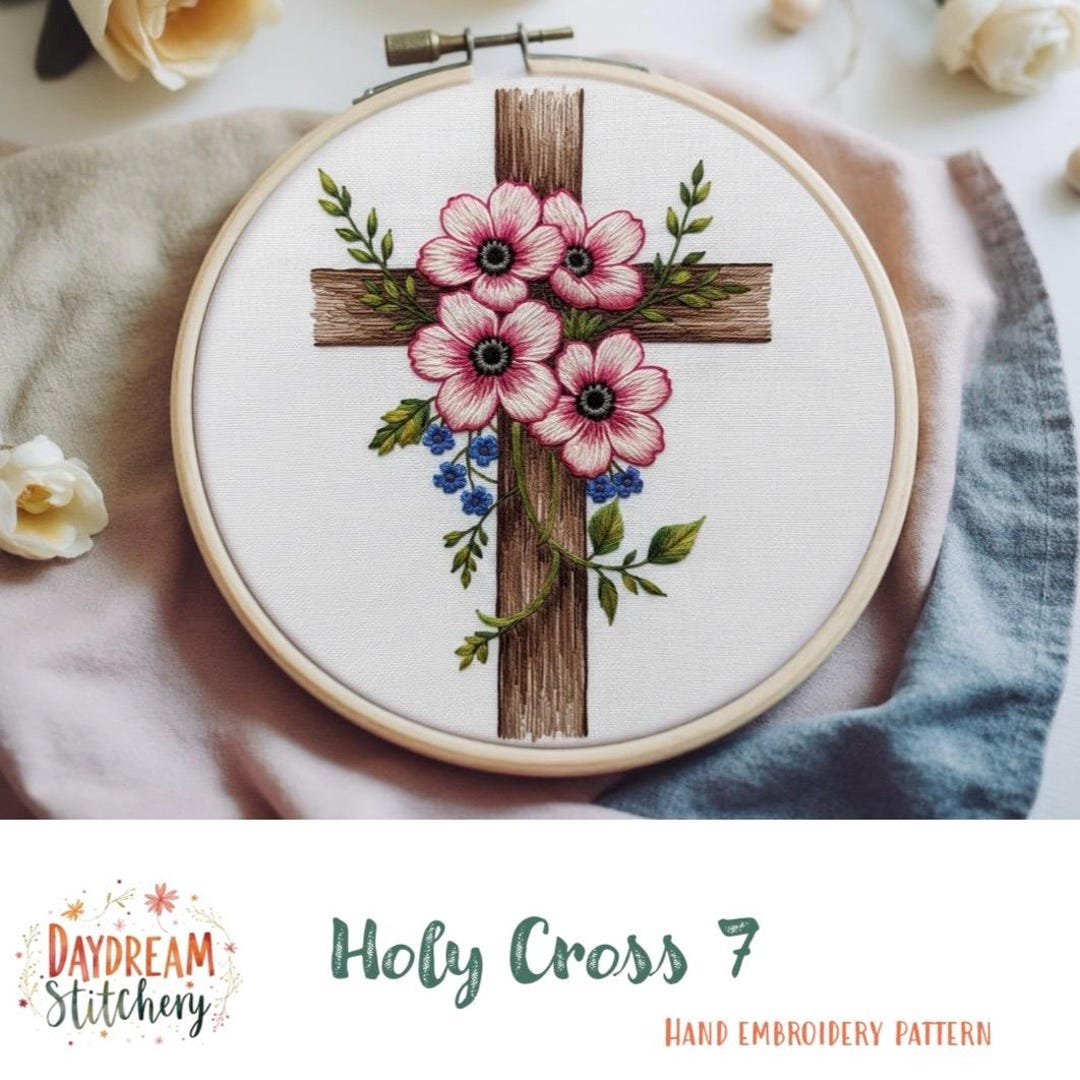 Holy Pattern Link Ink Hand Embroidery Pattern: Holy Cross 7 (PDF Design Christ Jesus Saviour ...