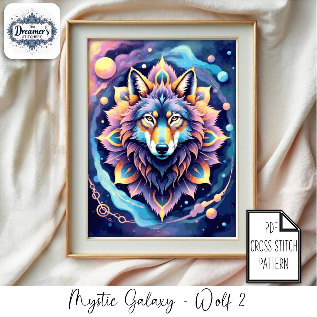 PDF Cross Stitch Pattern: Mystic Galaxy Wolf 2 (file Download Chart ...