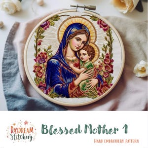PDF Pattern hand embroidery design: Blessed Mother 1 (Sacred Heart Mother Mary Holy Virgin Immaculate Our Lady Maria God Christian Download)