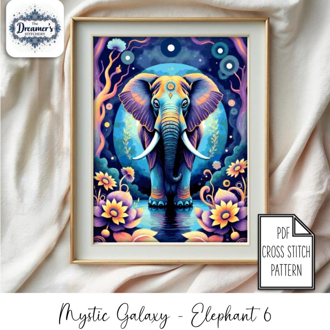 Cross Stitch Pattern: Mystic Galaxy Elephant 6 (PDF File Download Chart ...