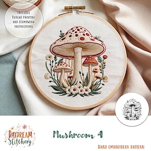 PDF Pattern hand embroidery design: Mushroom 4 (fungi mycelium nature fungus spore mycology flora cottage core  download printable guide)