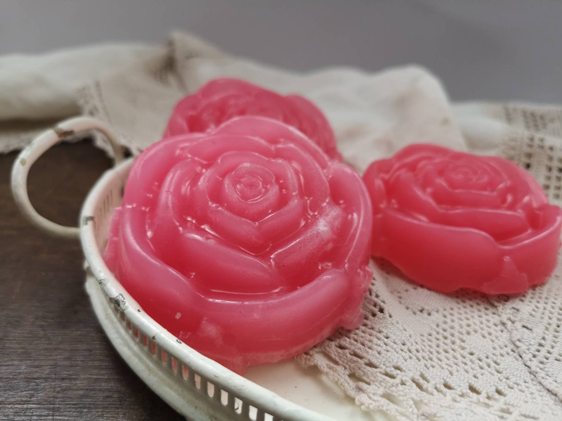 Handmade rose shape soap Set of 3 flower shape soap Guest Etsy