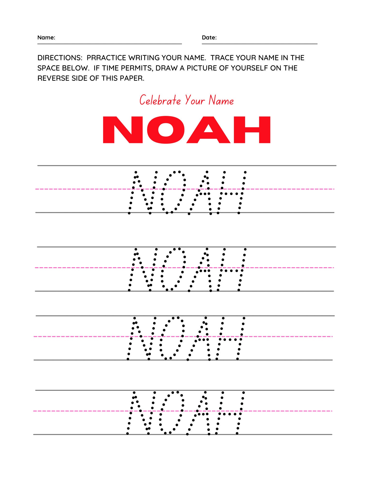 name tracing worksheets learn to write my name printable etsy