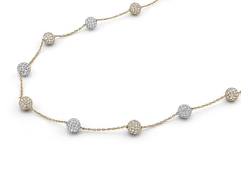 14K Gold Diamond Ball Necklace (5 CTW)