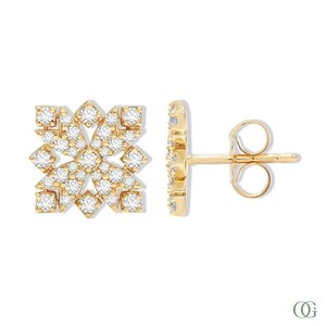 Sparkling Floral Diamond Earrings (0.55 CTW)-Gold Earrings-14K Gold Earrings-Stud Earrings