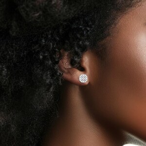 Circle Floral Diamond Earrings (0.4 CTW)-Stud Earrings-Gold Earrings-14K Gold Earrings