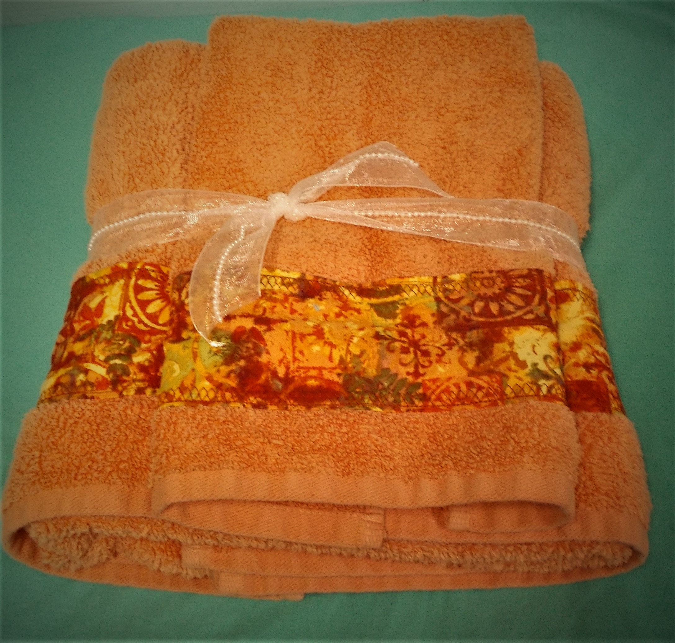 BEAUTIFUL CORAL Bath Towel Hand Towel Set Glamper FREE Etsy