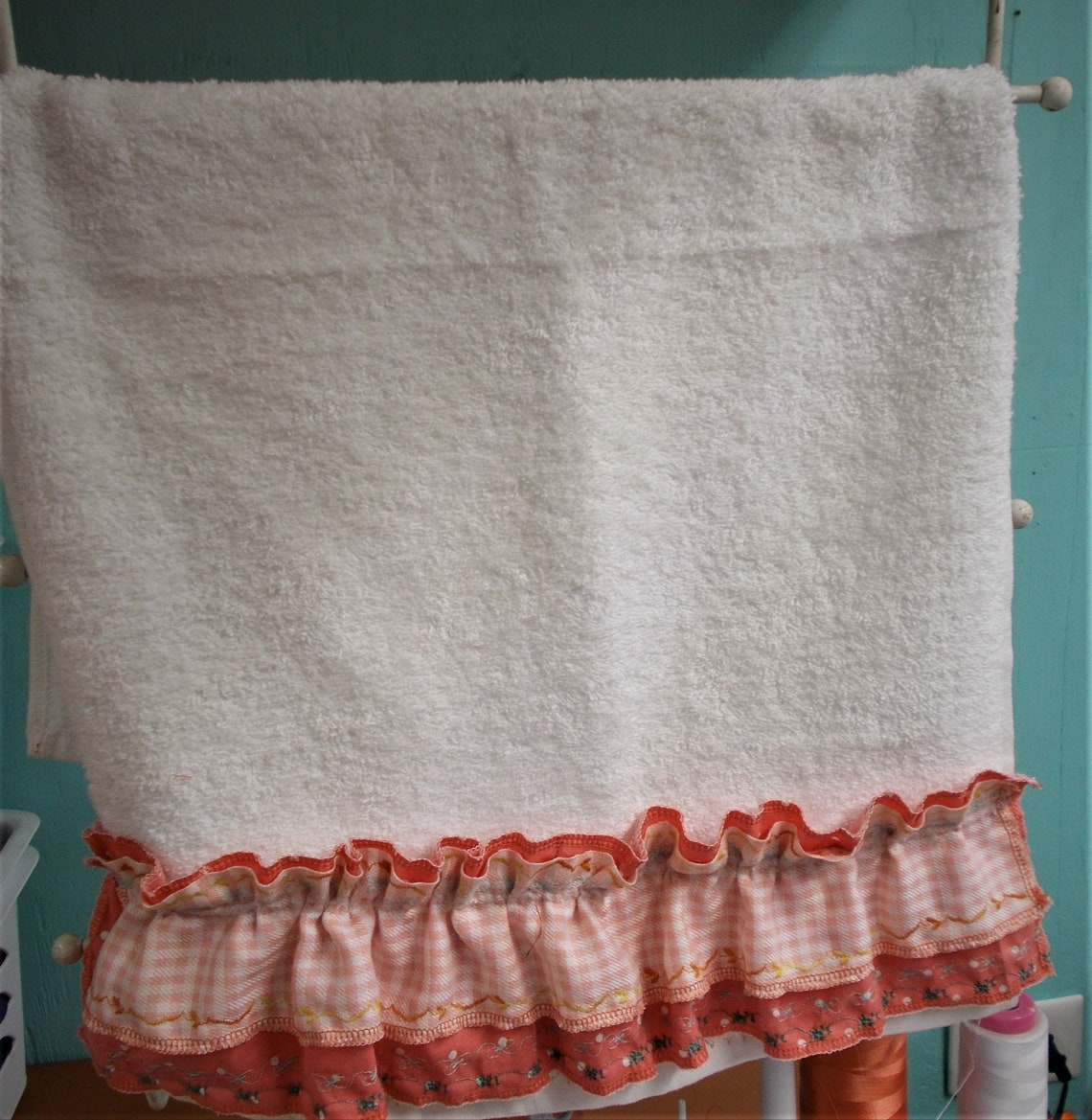 White Terry Cotton RUFFLE Hand Towel GLAMPER KITCHEN Tiny Etsy