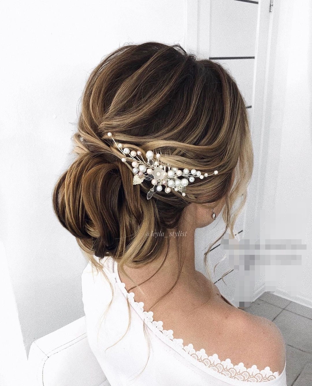 Wedding hair comb Bridal hair comb for bun Bridal accessory | Etsy