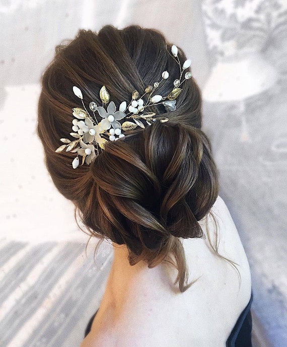Gold hair comb Hair Accessories with Flowers Bridal Hair Etsy