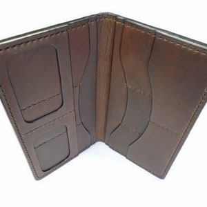 Cartera larga de cuero de plena flor con tirador Horween hecha a mano