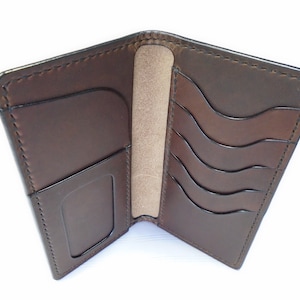 Cartera larga de cuero de plena flor con tirador Horween hecha a mano