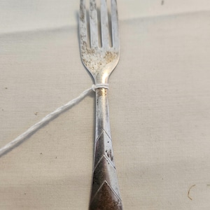 Vintage Art Deco Sterling Silver Baby Fork: Blunt Tines, Monogrammed