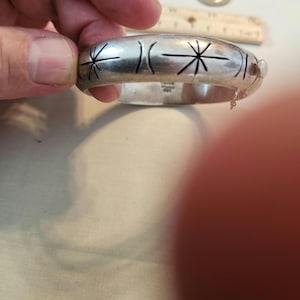 Vintage Mexican Sterling Silver Bangle Bracelet - TR 102 Maker
