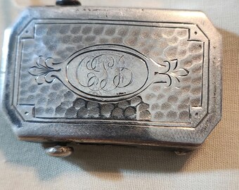 vintage art deco sterling silver unisex belt buckle  lite monogram 42 by 27 millimeters 14 grams