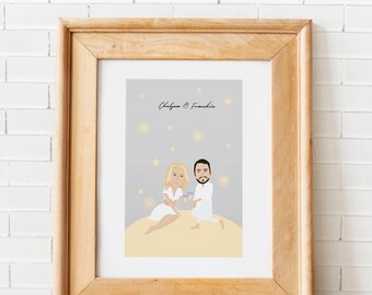 Custom portrait of couple,  Personalized portrait, family portrait, wedding gift, Anniversary gift, Birthday gift, Custom illustration