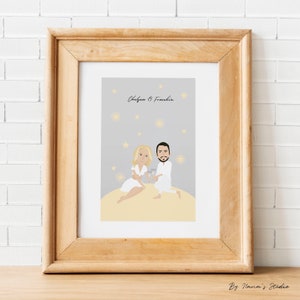 Custom portrait of couple,  Personalized portrait, family portrait, wedding gift, Anniversary gift, Birthday gift, Custom illustration