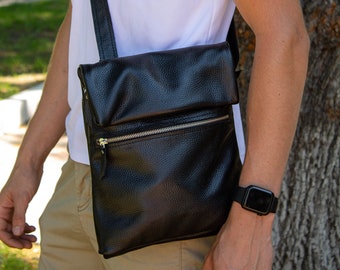 Men's Small Leather Messenger Bag, Vertical Crossbody Bag, Casual Shoulder Bag, Ideal for Carrying the Basics in Style, Fathers day gift