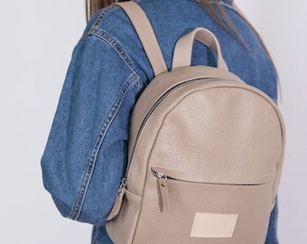 Stylish Leather Mini Backpack, Women's Shoulder Bag, Small Travel Bag, Trendy Purse, Gift For Her, Sister Gift