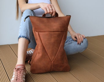 Personalized Leather Womens Backpack, Custom Name Bag, Monogrammed Backpack, Stylish Rucksack, Gift For Her