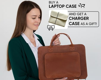 Slim leather personalized  laptop bag, Genuine leather laptop sleeve, Computer  leather case, Womens laptop bag, Laptop sleeve 13 inch