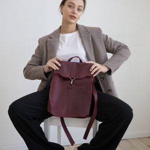Genuine Leather Backpack, Hight Quality Rucksack, Women&#39;s Leather Backpack, Laptop Backpack, Minimalist Backpack, Backpack for Macbook