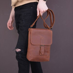 Sac messager artisanal en cuir marron, sac bandoulière pour homme, cadeau fête des pères, cadeau frère, cartable classique