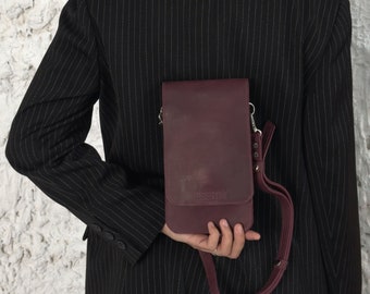Leather Phone Bag, Custom Phone Sleeve, Personalized Cell Phone Pouch, Gift For Her, Sister Gift Idea, Secret Santa Gifts, Christmas Gift