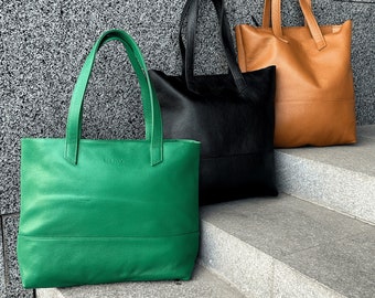 Large tote bag, Personalized tote bag, Top grain leather shopper bag, Shopping leather bag, Leather tote bag, Woman shoulder bag