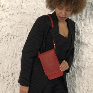 Handmade Genuine Leather Crossbody Purse, Phone Bag Organizer, Shoulder Bag, Classic Design Phone Bag, Mom Gift, Mothers Day Gift image 5