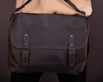 Genuine Leather Men's Briefcase, Professional Work Bag, Shoulder Laptop Bag, Fathers Day Gift Idea