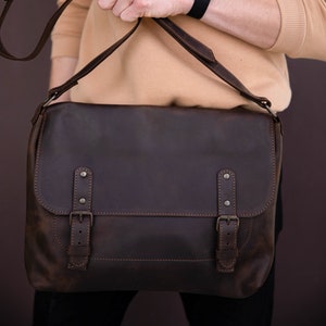 Genuine Leather Men's Briefcase, Professional Work Bag, Shoulder Laptop Bag, Fathers Day Gift Idea image 1