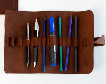 Estuche de cuero personalizado con monograma, estuche para bolígrafo personalizado, regalo para papá, regalo para el día del padre, regalo de cumpleaños para el maestro, regalo para él