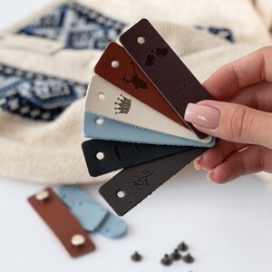 Custom Tags For Knitting And Crochet, Personalized Tags For Handmade Items, Leather Tags With Rivets, Gift for Knitters and Crocheters