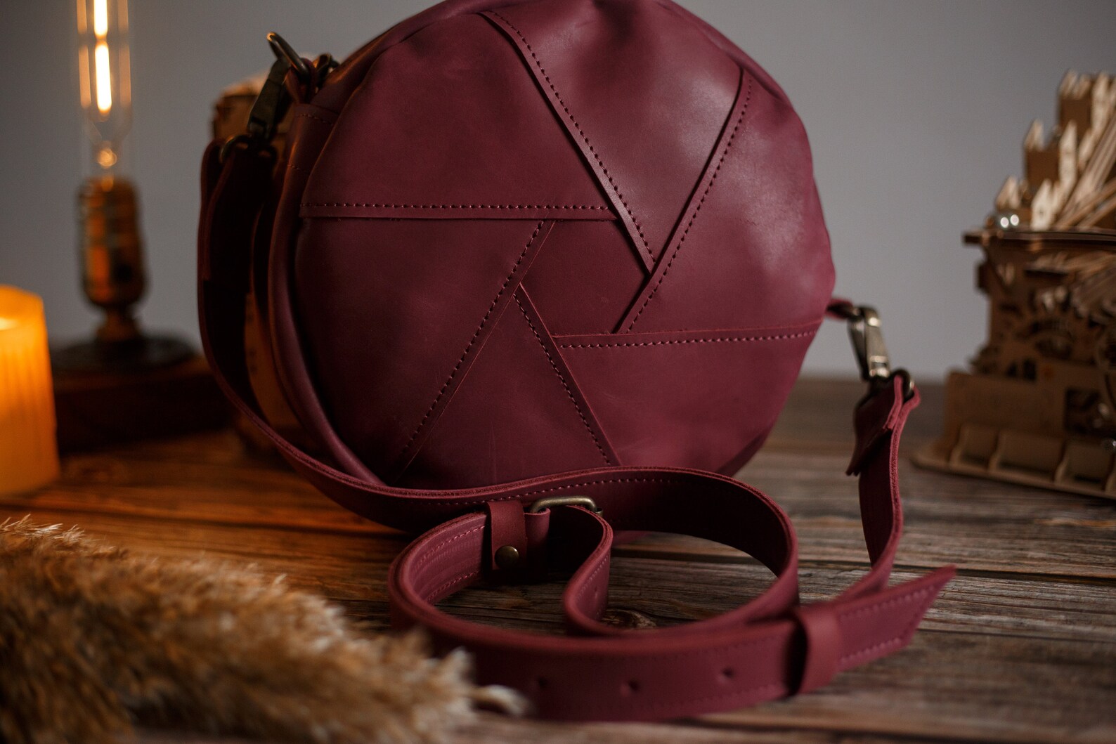 Leather Circle Purse Leather Circle Bag Black Round Bag Etsy