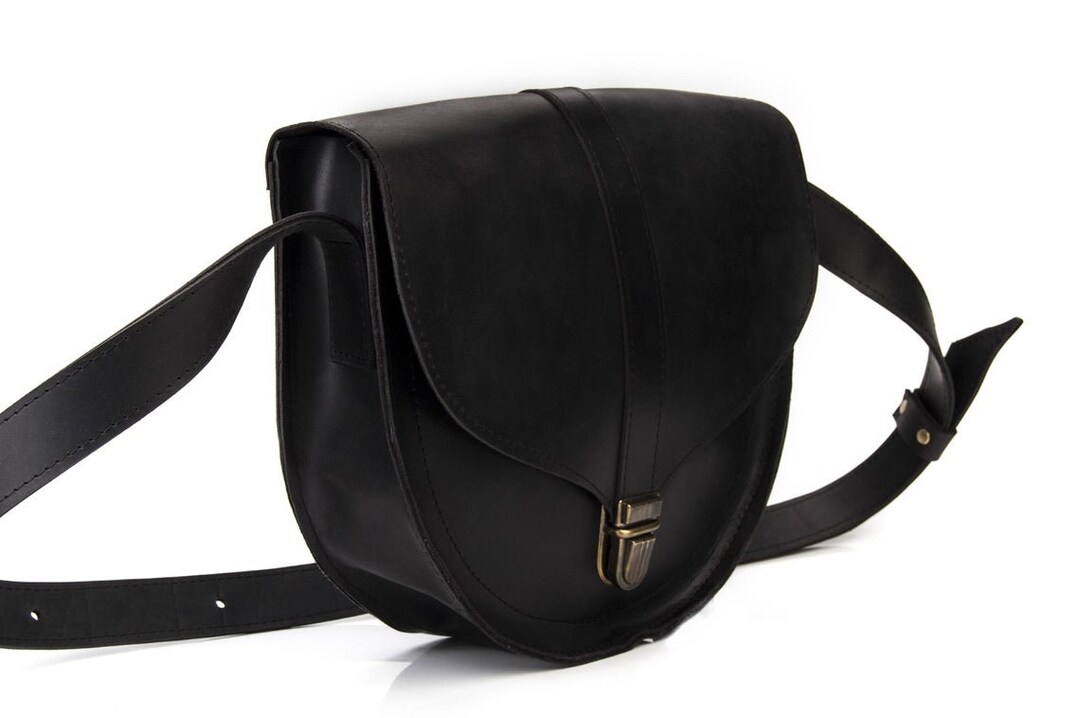Leather Saddle Bag Purse Black Leather Satchel Crossbody Etsy