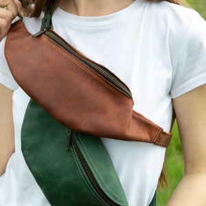 Genuine Leather Fanny Pack, Waist Bag, Belt Hip Bag Leather, Travel Pouch, Hip Bag, Retro Style, Mom Gift, Mothers Day Gift image 8