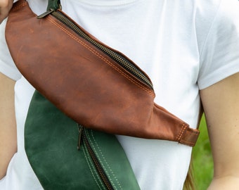 Leather Fanny Pack, Leather Crossbody Bag, Small Waist Bag, Festival Bum Bag, Handmade Belt Bag Leather, Gifts for Sister, City Waist Bag
