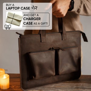 Custodia per laptop in pelle. Custodia per laptop in pelle. Borsa per laptop in pelle con manico, valigetta da 15 pollici nella custodia per MacBook, custodia HP per MacBook Pro da 16 pollici DELL