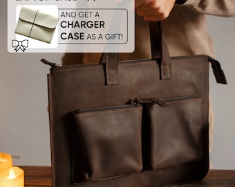 Funda de piel para portátil. Funda de piel para portátil. Maletín de cuero con asa para ordenador portátil de 15 pulgadas, funda para MacBook, funda HP para MacBook Pro de 16 pulgadas DELL