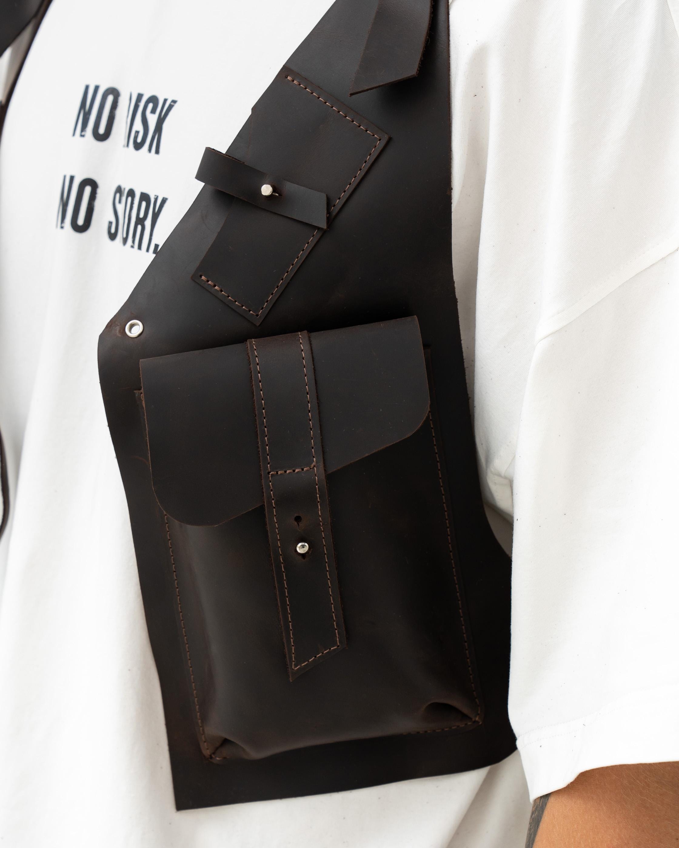 Adjustable Strap Leather Holster Bag With Holster Screw Pockets